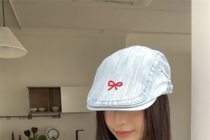 Newsboy Cap Denim Ribbon