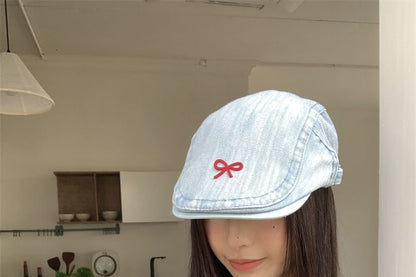 Newsboy Cap Denim Ribbon