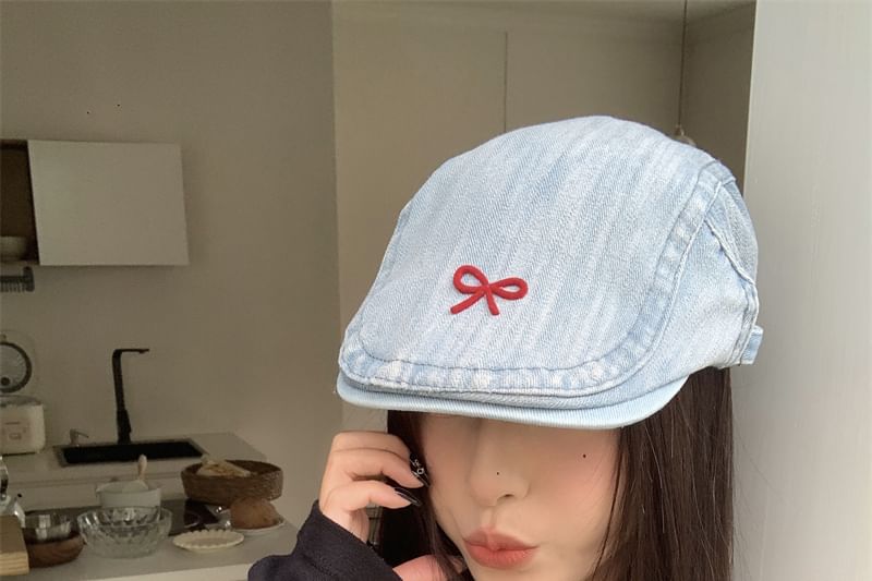 Newsboy Cap Denim Ribbon