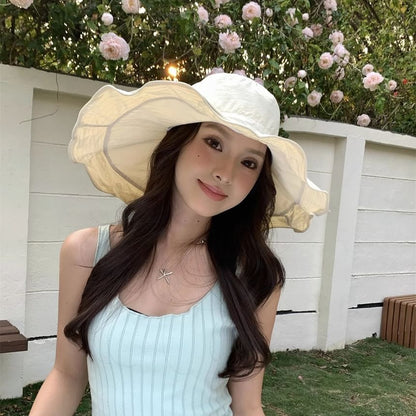 Plain Hiking Bucket Ruffle Hat