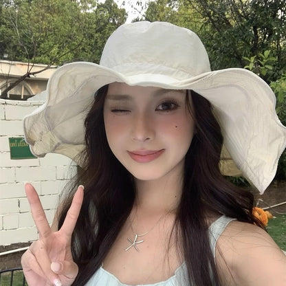 Plain Hiking Bucket Ruffle Hat