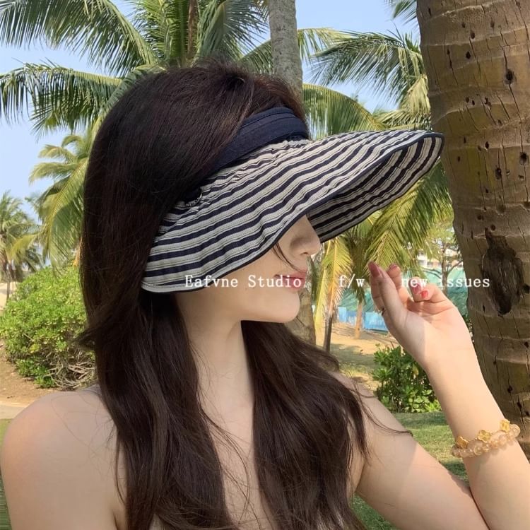 Visor Striped Brim Wide