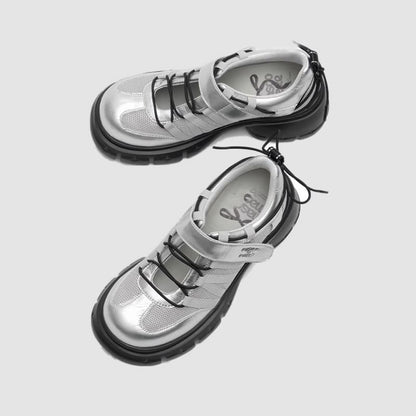 Heel Shoes Platform Lace-Up Chunky