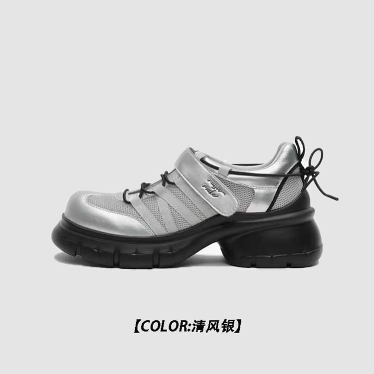 Heel Shoes Platform Lace-Up Chunky