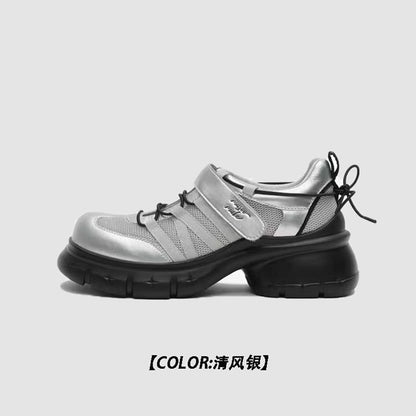 Heel Shoes Platform Lace-Up Chunky