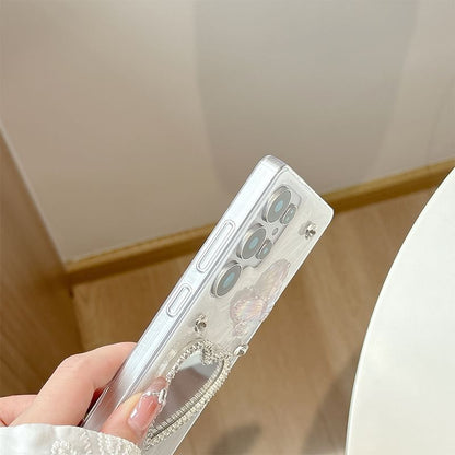 Heart Rhinestone Mirrored Samsung Phone Case