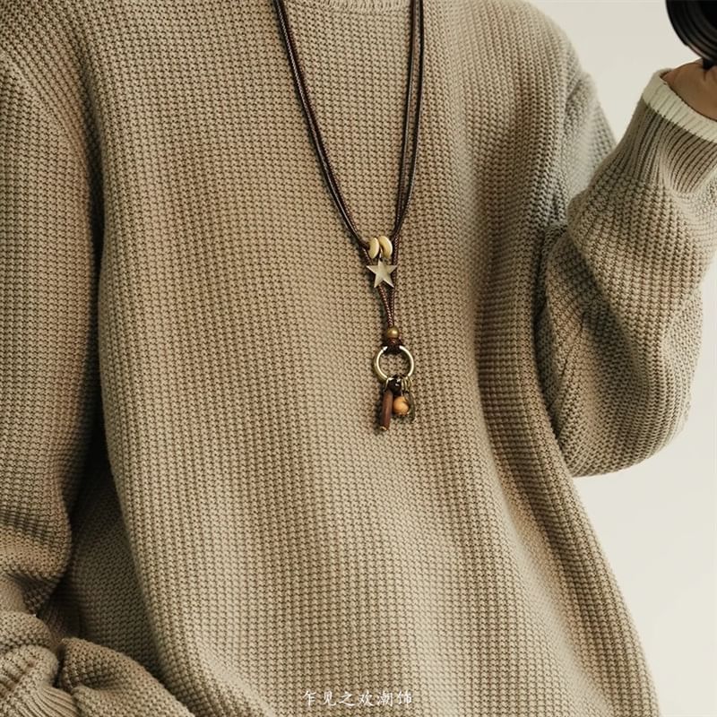 Layered Necklace Star Cord Bead Pendant