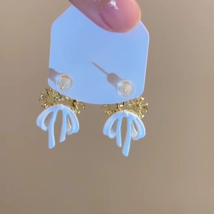 Chandelier Alloy Earring Rhinestone Floral Bow