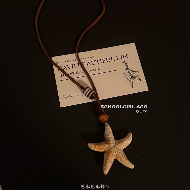 Cord Pendant Starfish Bead Necklace