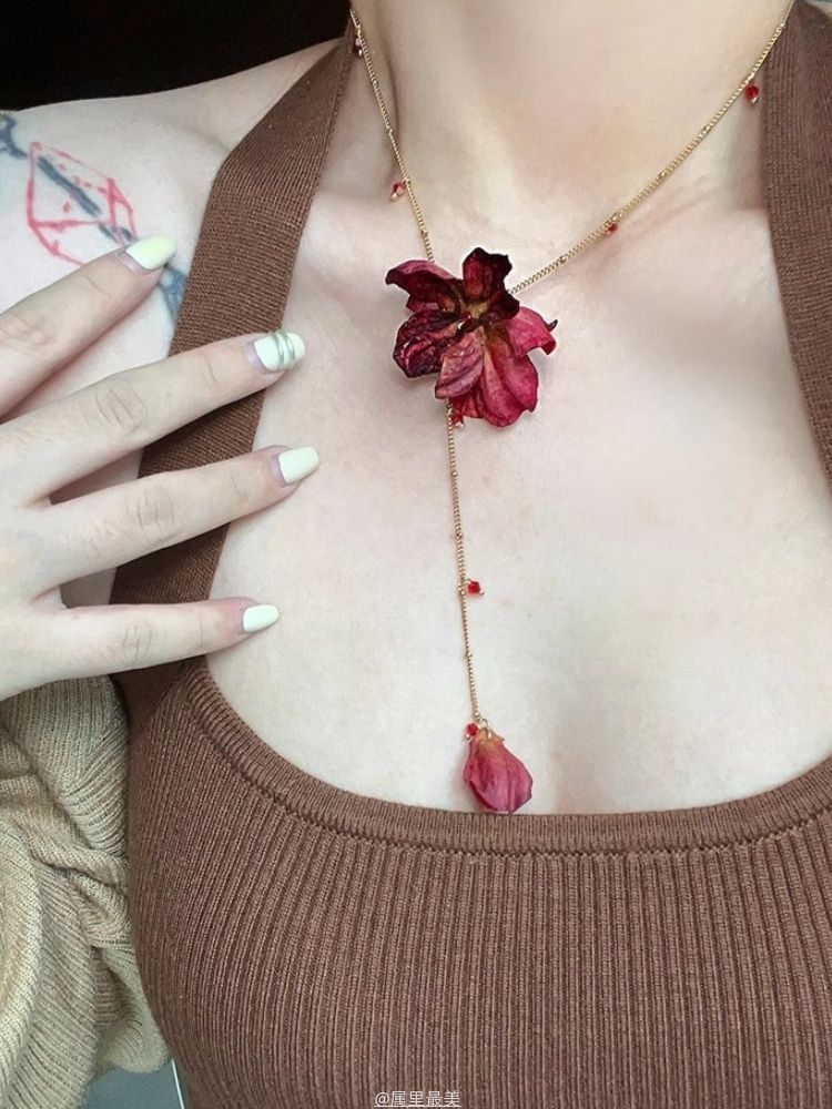 Lariat Necklace Petal Alloy