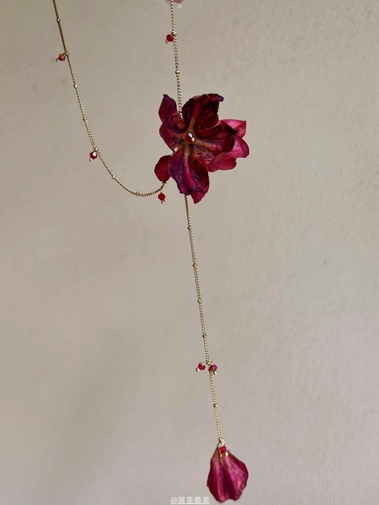 Lariat Necklace Petal Alloy