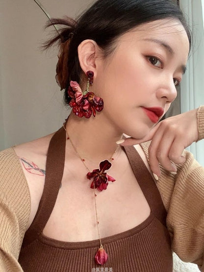 Lariat Necklace Petal Alloy