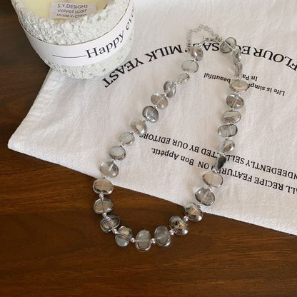 Heart Choker Faux Crystal Station Pendant