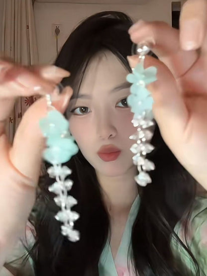 Bead Earring Dangle Alloy Floral