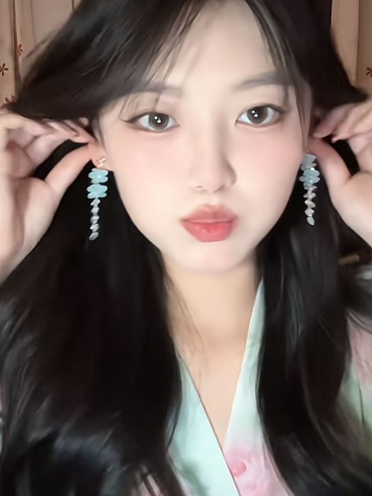 Bead Earring Dangle Alloy Floral