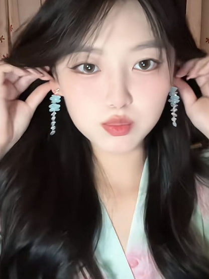 Bead Earring Dangle Alloy Floral