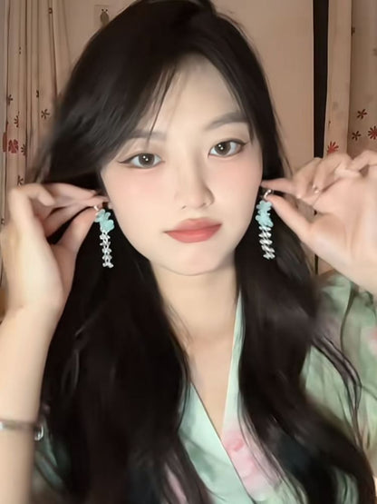 Bead Earring Dangle Alloy Floral