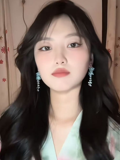 Bead Earring Dangle Alloy Floral