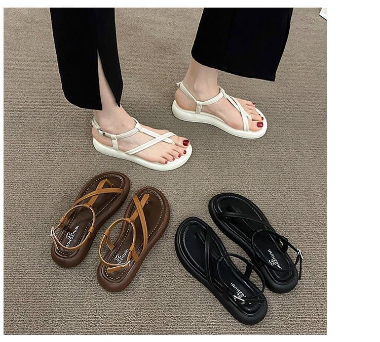 Faux Leather Platform Sandals