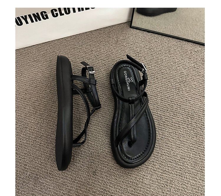 Faux Leather Platform Sandals