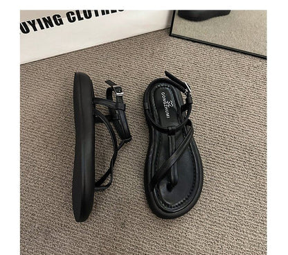 Faux Leather Platform Sandals