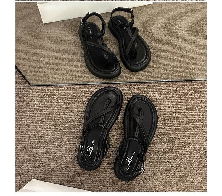 Faux Leather Platform Sandals