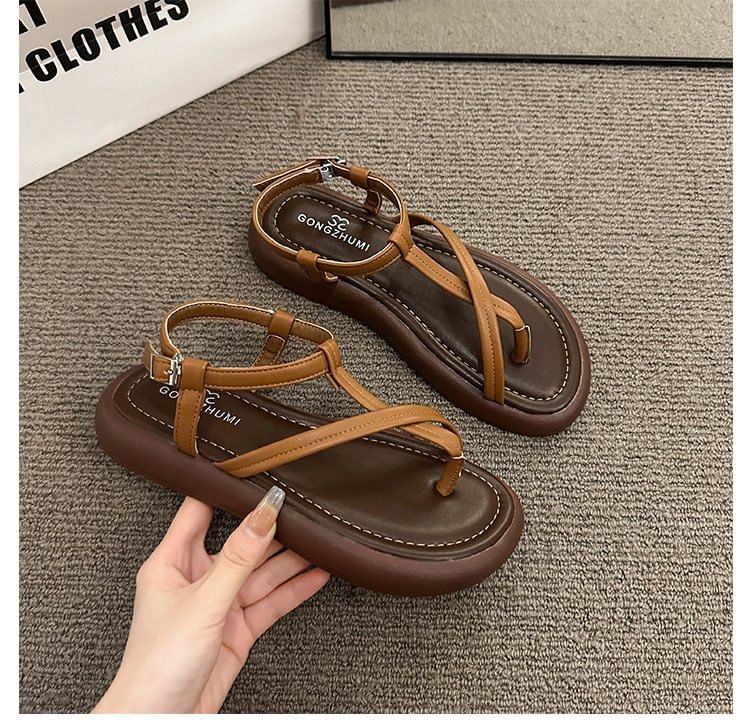 Faux Leather Platform Sandals