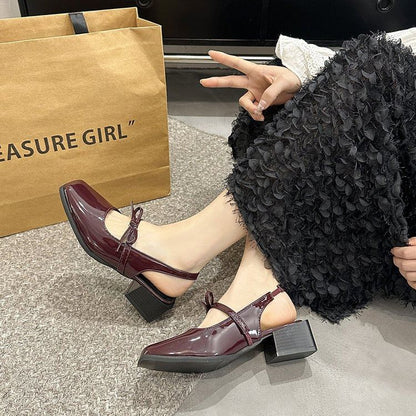 Mary Bow Slingback Pumps Jane Square Toe