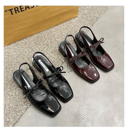 Mary Bow Slingback Pumps Jane Square Toe