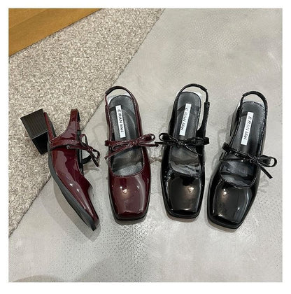 Mary Bow Slingback Pumps Jane Square Toe