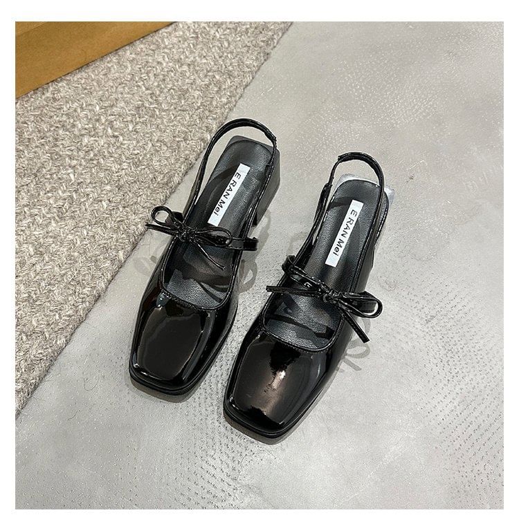 Mary Bow Slingback Pumps Jane Square Toe