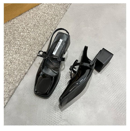 Mary Bow Slingback Pumps Jane Square Toe