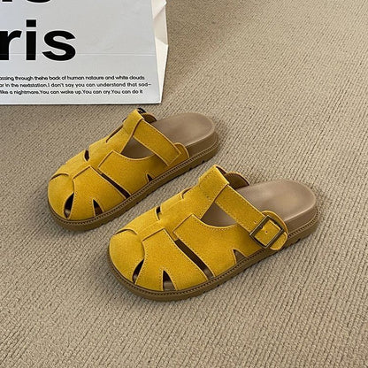 Faux Platform Woven Suede Mules