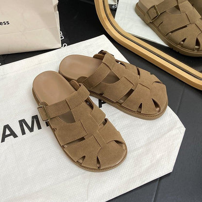 Faux Platform Woven Suede Mules