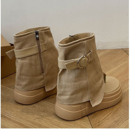 Platform Boots Buckled Thong