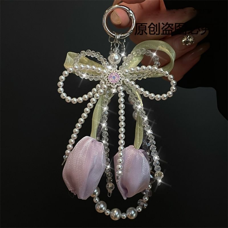 with Pad Faux Pearl Phone Lanyard