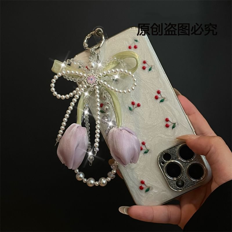 with Pad Faux Pearl Phone Lanyard