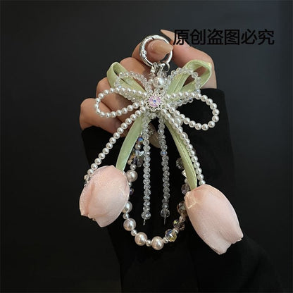 with Pad Faux Pearl Phone Lanyard