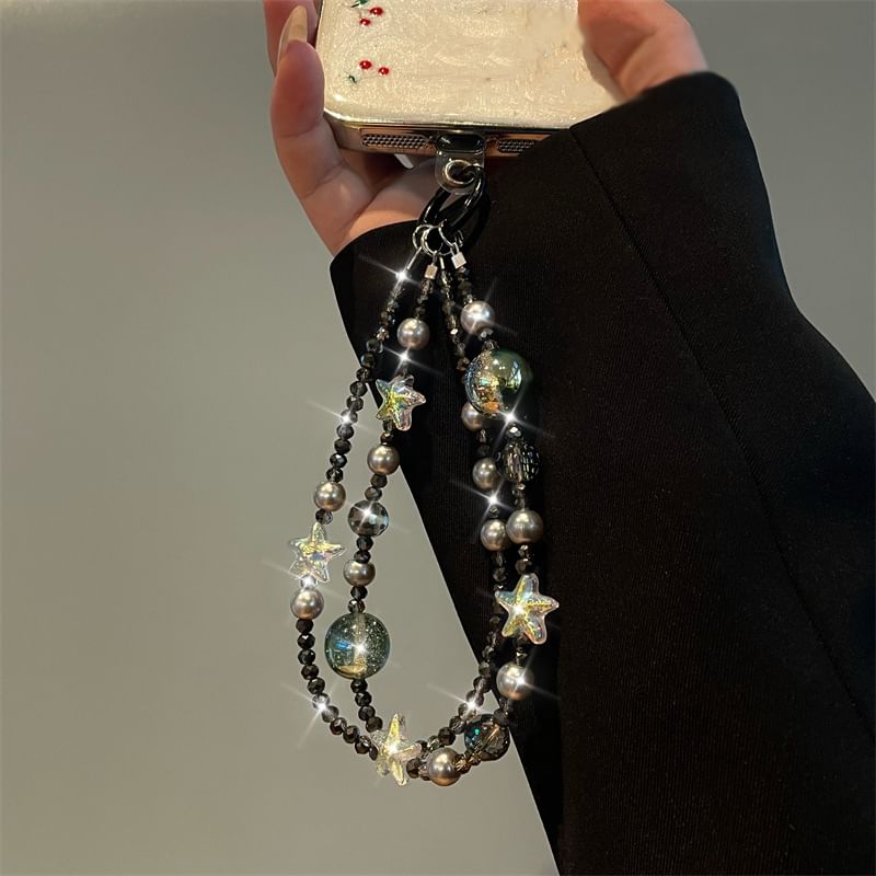 Phone Faux Lanyard Pearl Star