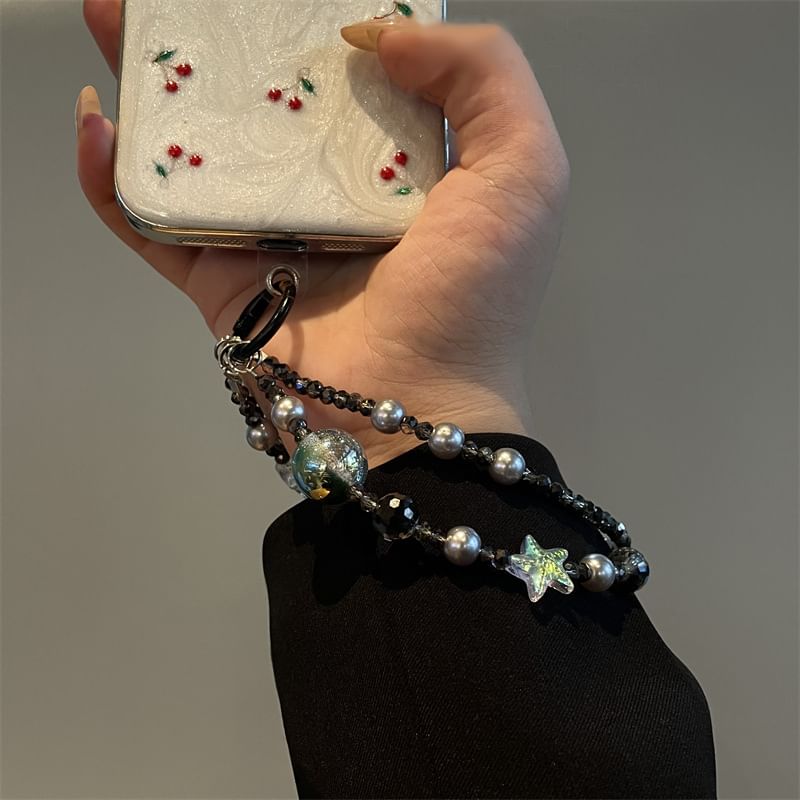 Phone Faux Lanyard Pearl Star