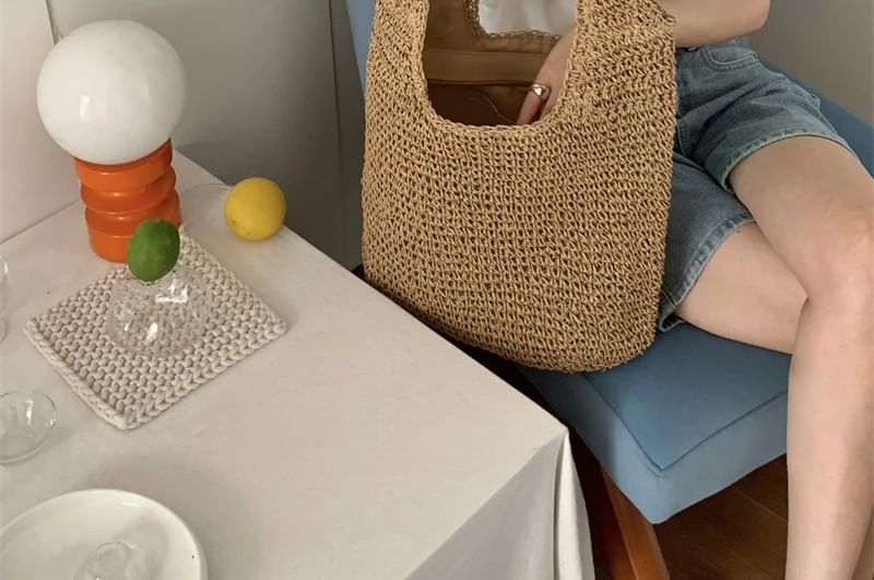 Plain Straw Tote Bag