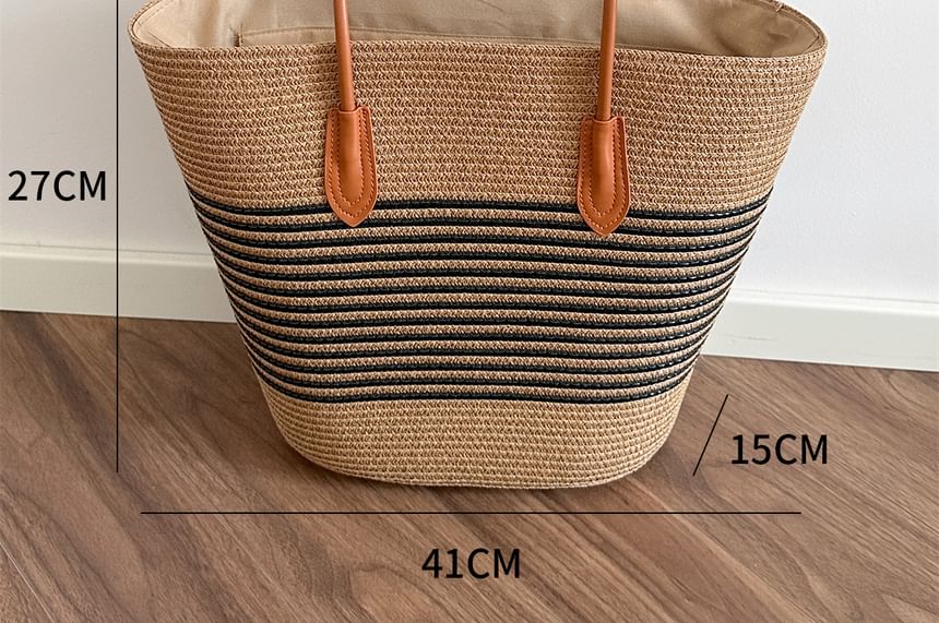 Bag Straw Striped Tote
