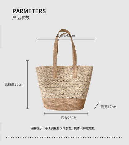 Panel Bag Tote Lace Straw