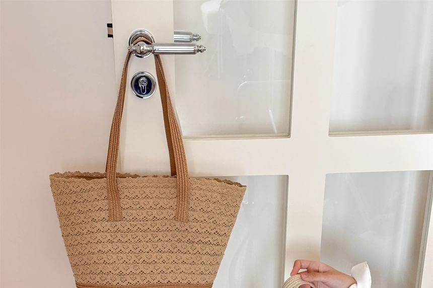 Panel Bag Tote Lace Straw