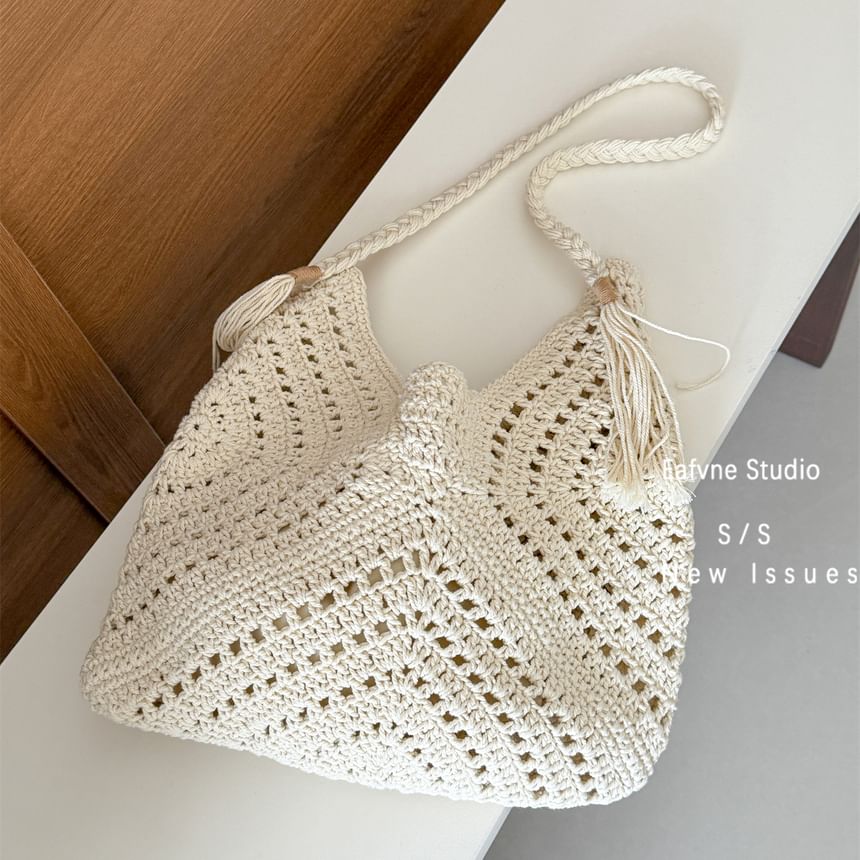 Knit Bag Crochet Tassel Tote