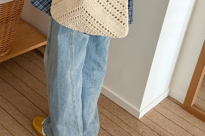 Knit Bag Crochet Tassel Tote