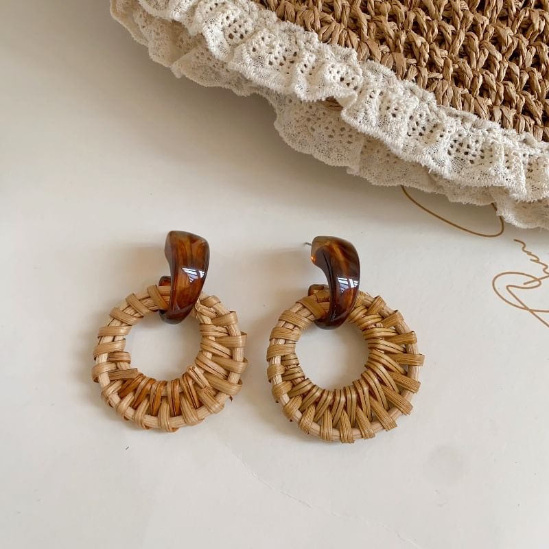 Woven Hoop Drop Earring