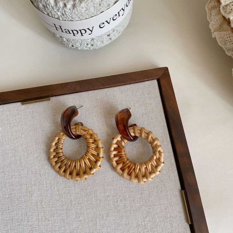 Woven Hoop Drop Earring