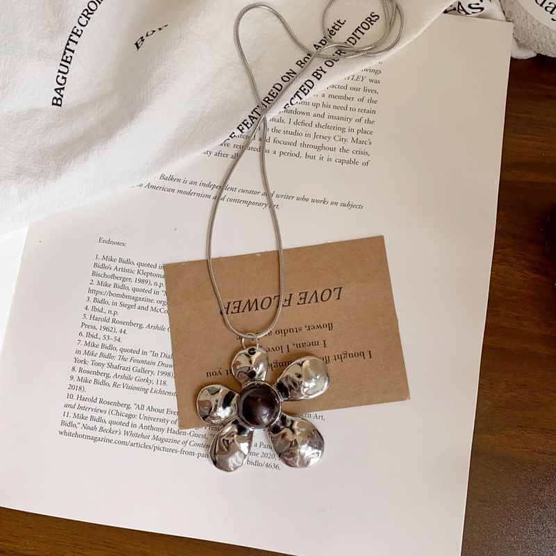 Flower Statement Snake Necklace Pendant Chain