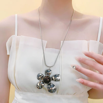 Flower Statement Snake Necklace Pendant Chain